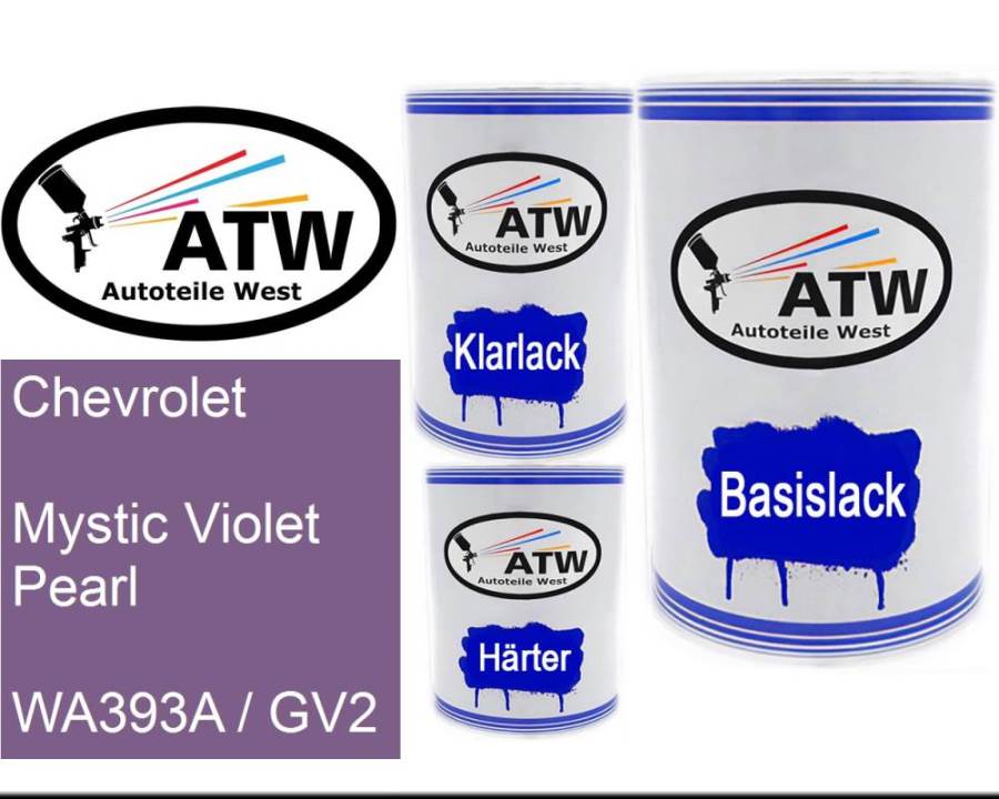 Chevrolet, Mystic Violet Pearl, WA393A / GV2: 500ml Lackdose + 500ml Klarlack + 250ml Härter - Set, von ATW Autoteile West.